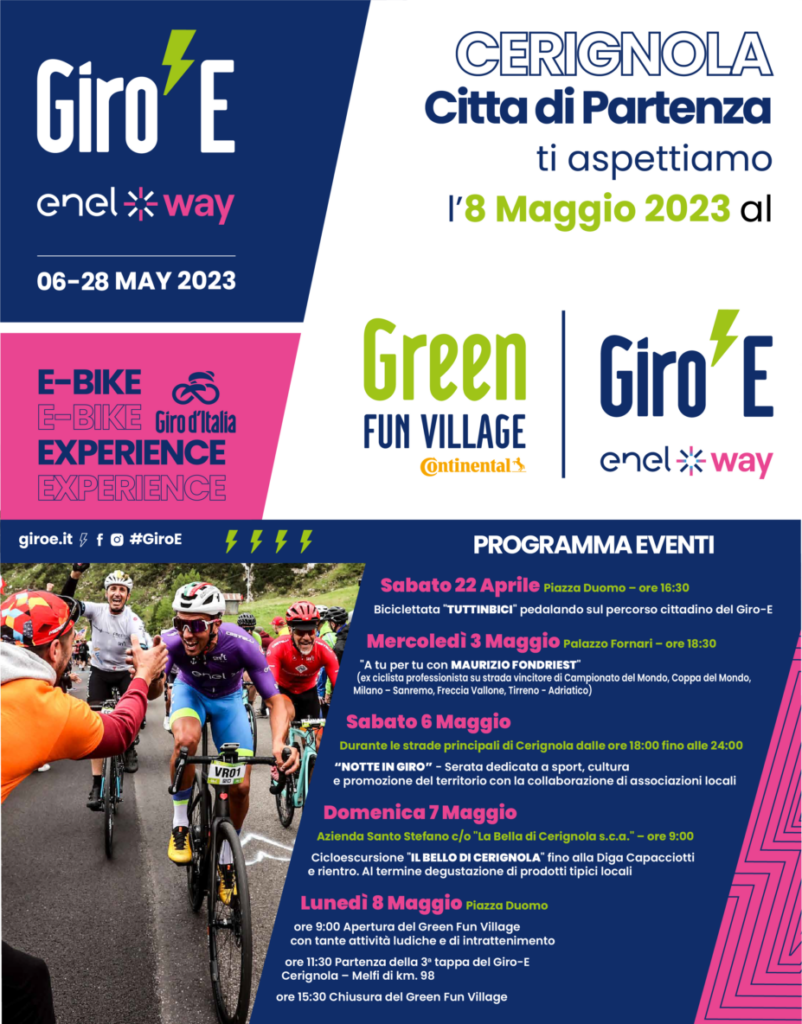 Giro-E sulle tappe del Giro d'Italia: il programma per la Cerignola-Melfi  dell'8 maggio